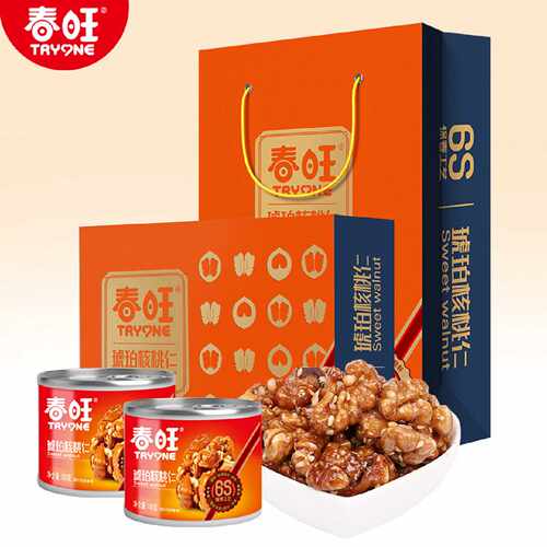春旺琥珀核桃仁 罐装坚果礼盒零食大礼包600g礼盒团购