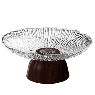 仿木质中古风高脚水果盘家用客厅茶几零食干果摆放盘轻奢高档果篮