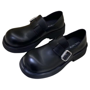 SGIRL TWTW英伦风厚底小皮鞋女复古大头乐福鞋皮带扣气质休闲单鞋