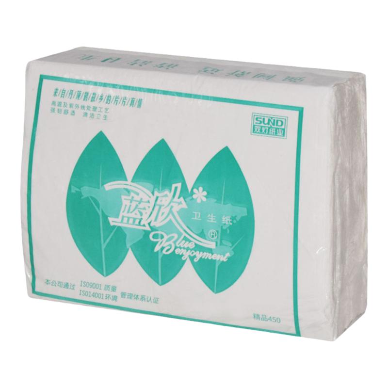 平板卫生纸双灯450蓝欣厕纸