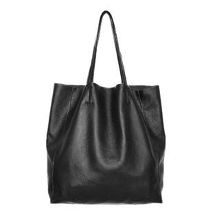 欧美时尚杂志款头层牛皮包大容量潮流托特包简约个性单肩女士包袋