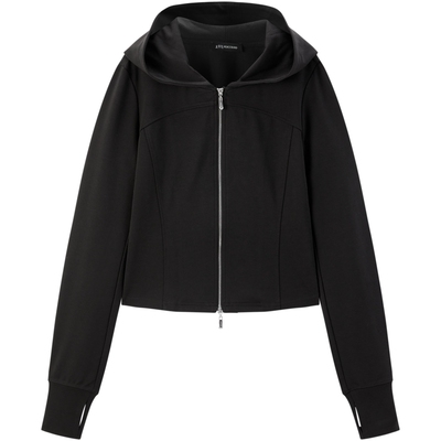 太平鸟女装25年羊毛混纺修身时髦外搭连帽卫衣外套A1CRF1442