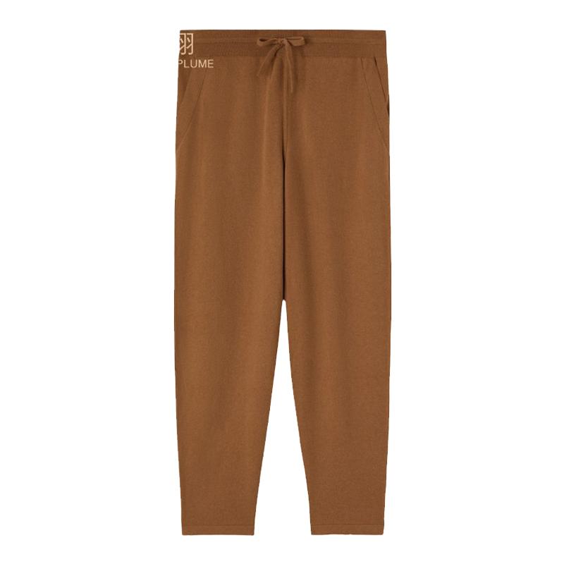 Loro Piana/诺悠翩雅男裤驼马棕色腰部抽绳休闲运动长裤慢跑裤