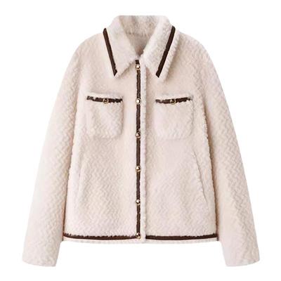 太平鸟女装翻领撞边皮草外套A1ADD4420