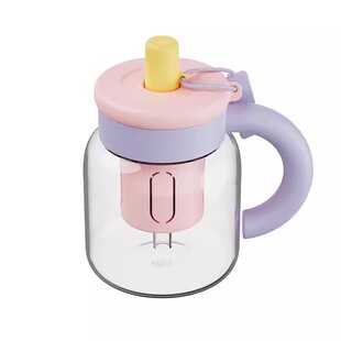 AKS高硼硅玻璃水杯防烫大容量女便携手把吸管杯茶水分离泡茶杯子