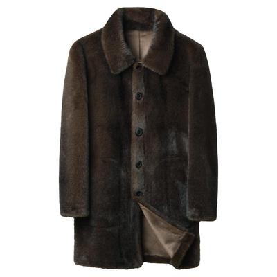 冬季海宁仿水貂绒中长款大衣