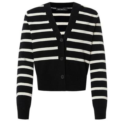 MOCO羊毛羊绒条纹针织开衫