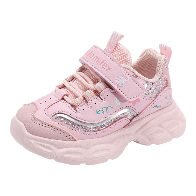 班纳米菲女童鞋春秋款儿童运动鞋秋季软底宝宝跑步鞋小女孩鞋子