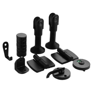 公共卫生间隔断配件厕所隔断板五金黑色不锈钢隔断支撑脚合页门锁