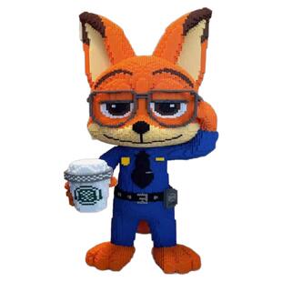 举杯尼克狐狸警官国潮积木高难度益智拼装朱迪兔摆件男孩女孩礼物