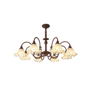 法式中古客厅吊灯美式复古铃兰花大厅主灯高级感浪漫餐厅卧室灯具