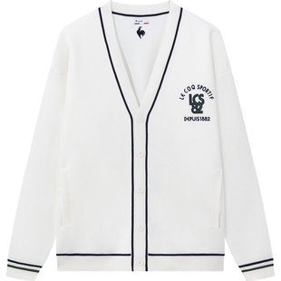 【网球】乐卡克法国公鸡春秋季男女V领针织开衫中性休闲薄外套