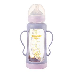 防摔玻璃奶瓶婴儿6个月1一2-3岁以上大宝宝鸭嘴吸管大童奶瓶300mL