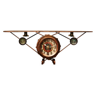 美式复古壁饰飞机模型挂钟酒吧墙上墙壁挂件墙面挂饰工业风装饰品