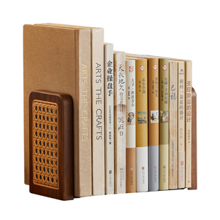 中式创意固定书本书立架学生教室书架家用夹书固定器藤编高颜值桌面分隔板