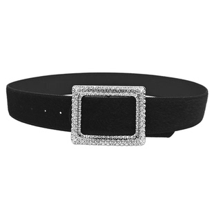 秋冬镶钻宽腰带女士毛衣束腰仿毛装饰皮带百搭羽绒服配外套腰封女