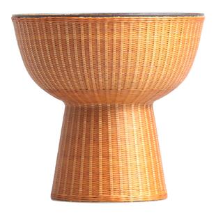 刘氏竹编纯手工艺掬露竹丝扣瓷高脚茶点盘中式禅意零食坚果碟特色