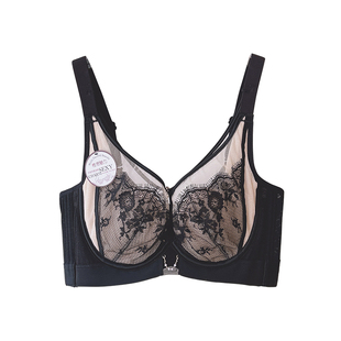 安芝娜内衣女大胸显小轻薄水晶杯收副乳性感蕾丝调整型文胸罩6552
