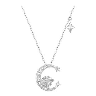 周大生星月流转项链女银S925轻奢高级感设计锁骨链生日礼物送女友