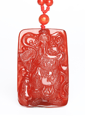 妙韵男款玛瑙关公吊坠吉祥物