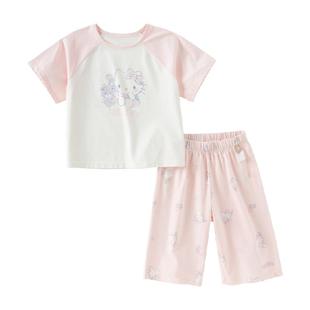 HelloKitty联名戴维贝拉家居服套装2025夏季女宝睡衣莫代尔大童