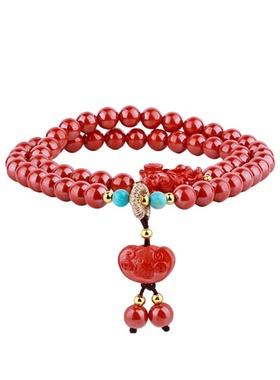 天然朱砂手链女款可叠戴多圈