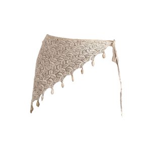 民族风贝壳蕾丝针织屁帘裤子叠穿牛仔裤女高级感三角头巾披肩配饰