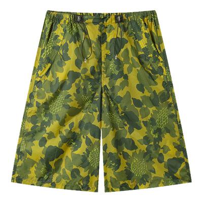 CryingCenter 向日葵松紧腰抽绳三伞兵裤夏季半透八分裤 哭喊中心