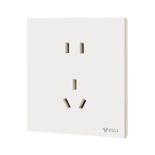 公牛蝶翼超薄开关插座面板肤感五孔86型空调16安g56暗装G57米绒白