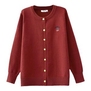 胖mm加厚针织开衫大码女装国风刺绣宽松显瘦洋气时尚圆领毛衣外套