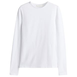 HM女装T恤冬季时尚休闲合身棉质打底长袖圆领上衣1264835