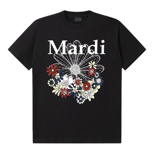 idcerem Mardi小雏菊短袖t恤女2026早春新品多菊花丛圆领宽松上衣