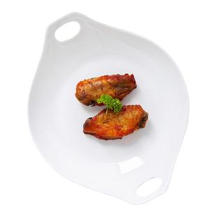 纯白骨瓷餐具盘子创意饭盘新款网红餐盘家用陶瓷菜盘双耳深盘防烫
