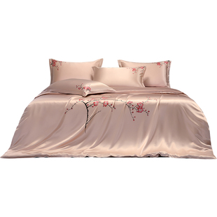 枕水人家25姆米床单加厚 桑蚕丝四件套真丝床上用品中式婚庆宽幅