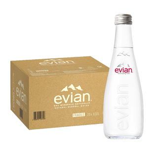 【进口】evian/依云法国高端纯净饮用矿泉水330ml*6瓶 玻璃瓶无气