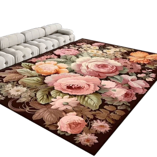 法式风格客厅地毯家用简约轻奢高级感法式植物花卉大面积满铺地毯
