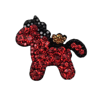 儿童马年水钻红色小马发夹女童精致侧边刘海碎发夹小女孩新年发饰