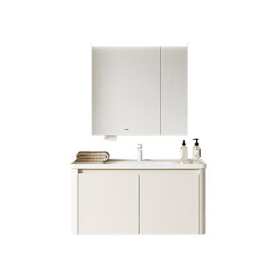 浪鲸卫浴浴室柜组合奶油风一体盆美妆镜柜小户型0230