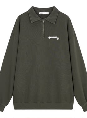 moussy 春季半拉链胸口复古刺绣POLO卫衣女028HAA90-2831