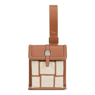 my apartment拼接牛皮编织包小众设计师休闲时尚潮流棕色单肩包女