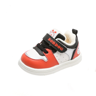 巴布豆童鞋女童板鞋男童小白鞋宝宝学步鞋加绒棉鞋秋冬季儿童鞋子