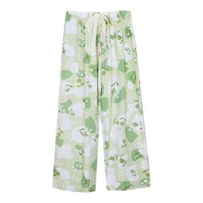 宽松阔腿透气花花睡裤不显臃肿