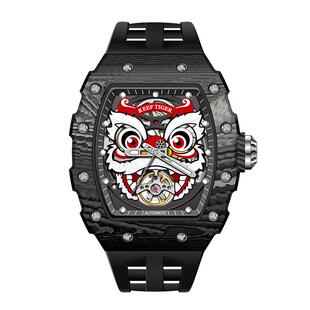 联名瑞夫泰格国潮醒狮机械手表男士酒桶型碳纤维全自动机械男表