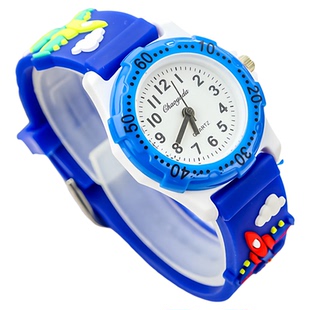新款小朋友防水防摔电子表幼儿园男女童认知时间手表3d战机儿童表