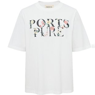 宝姿PORTSPURE女装清新创意宽松短袖夏季百搭显瘦印花短袖T恤上衣