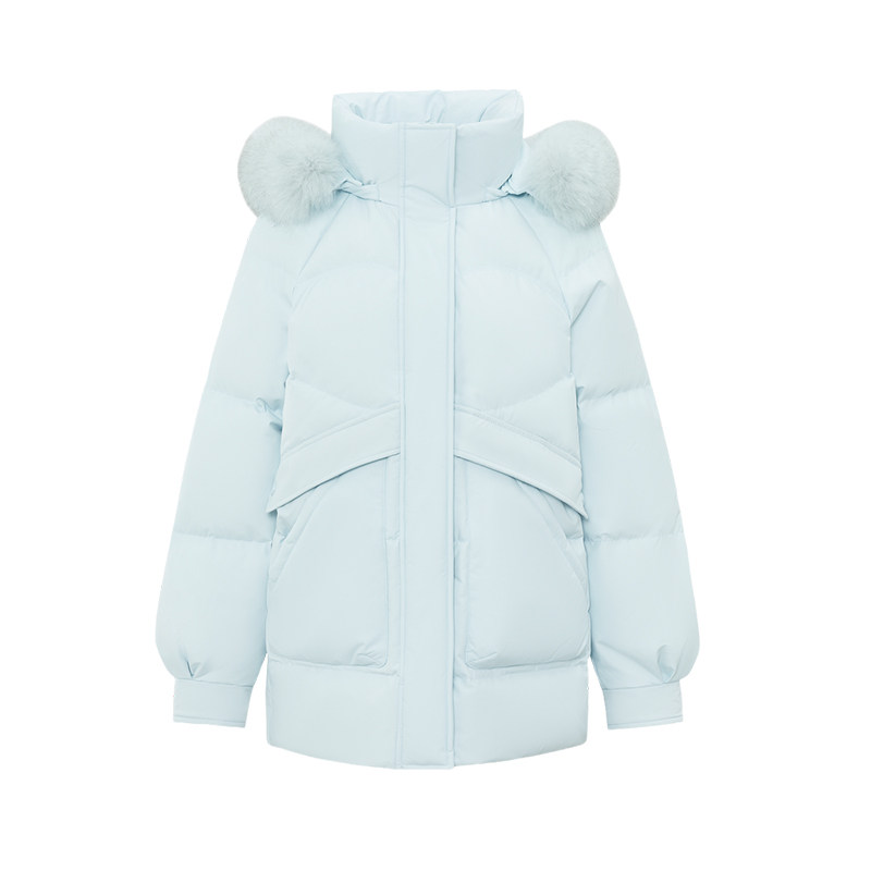 雪中飞狐狸大毛领羽绒服女季女款
