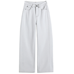 直筒牛仔裤女2026春秋新款浅色高腰垂感宽松显瘦镰刀弯刀阔腿裤子