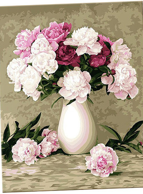 diy数字油画油彩画填色芍药花开