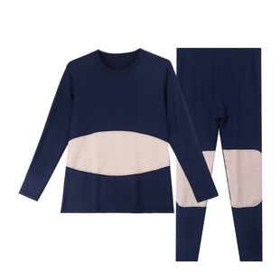 基达男女内衣加绒加厚贴片保暖羊毛蚕丝圆领秋冬抗寒秋衣秋裤套装