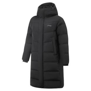 李宁冬新款男子80%鸭绒防泼水加厚连帽保暖长款羽绒服外套AYMV217